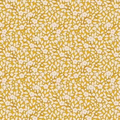 Tilda Creating Memories 100% Cotton Fabric - Oeko-TEX - Yellow Patterned Design Bag Making Fabric - 1.125m Wide - metre roll