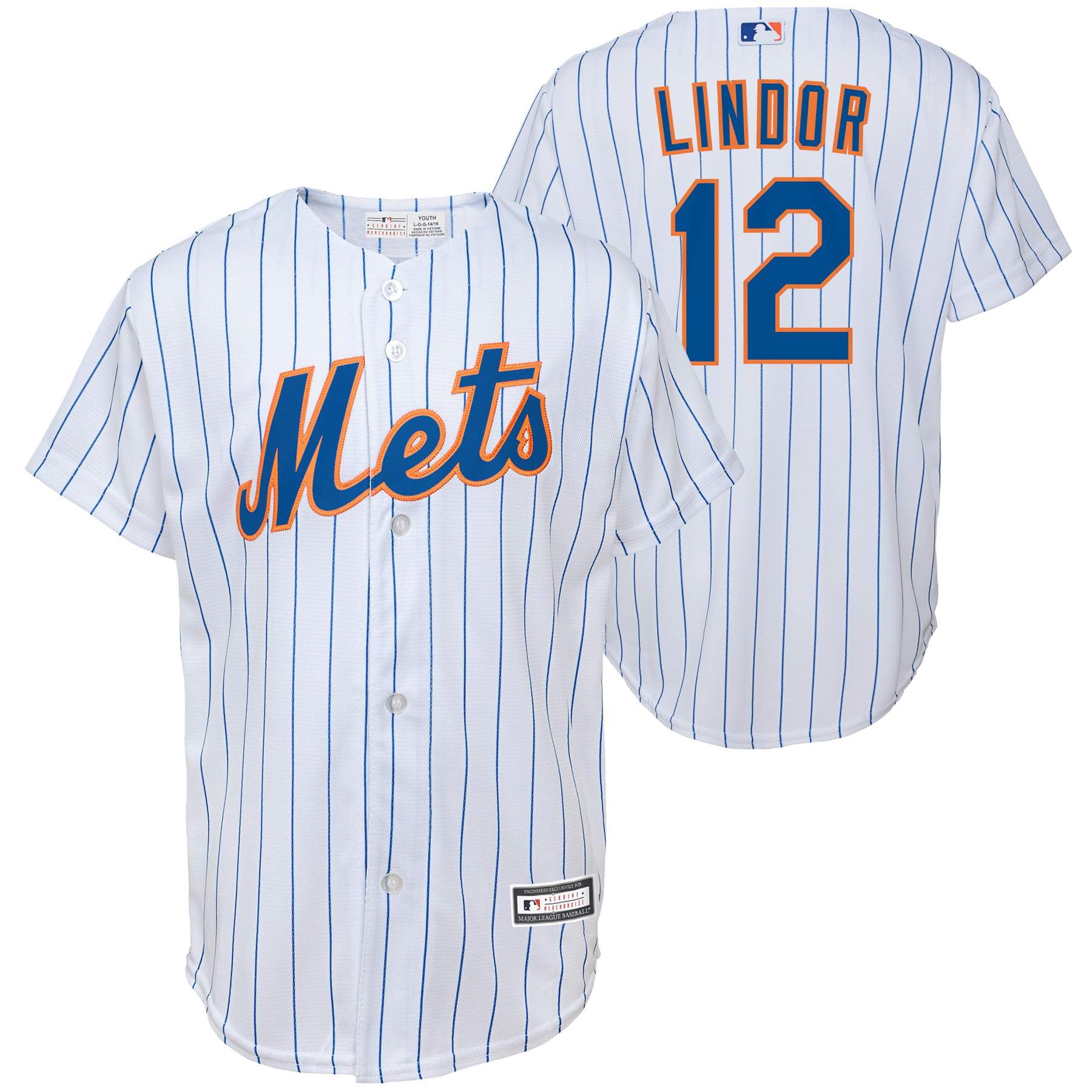 Francisco Lindor New York Mets MLB Kids Youth 8-20 White Home Player Jersey