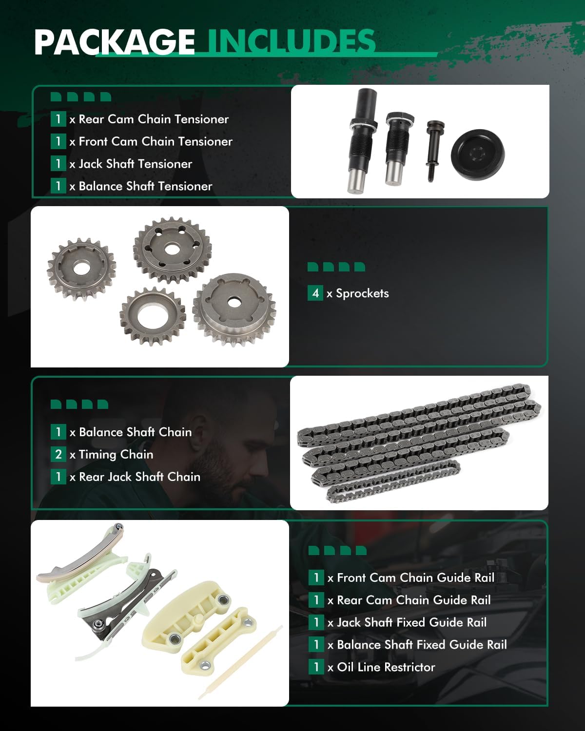 SCITOO Timing Chain Kit suitable for Ford Explorer for Ford Explorer Sport Trac for Ford for Ford Ranger for Mercury Mountaineer 1997-2010 9-0389S 90398S TK4090 F77Z-6306-BE TK428