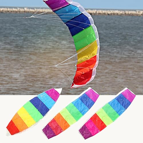 Miniatura 7 de 4.6 ft6.6 ft8.9 ft Color Doble Línea Stunt Power Sports Kite Outdoor Seaside Beach Toy con mango con doble línea de 98.4 ft, adecuado para volar en