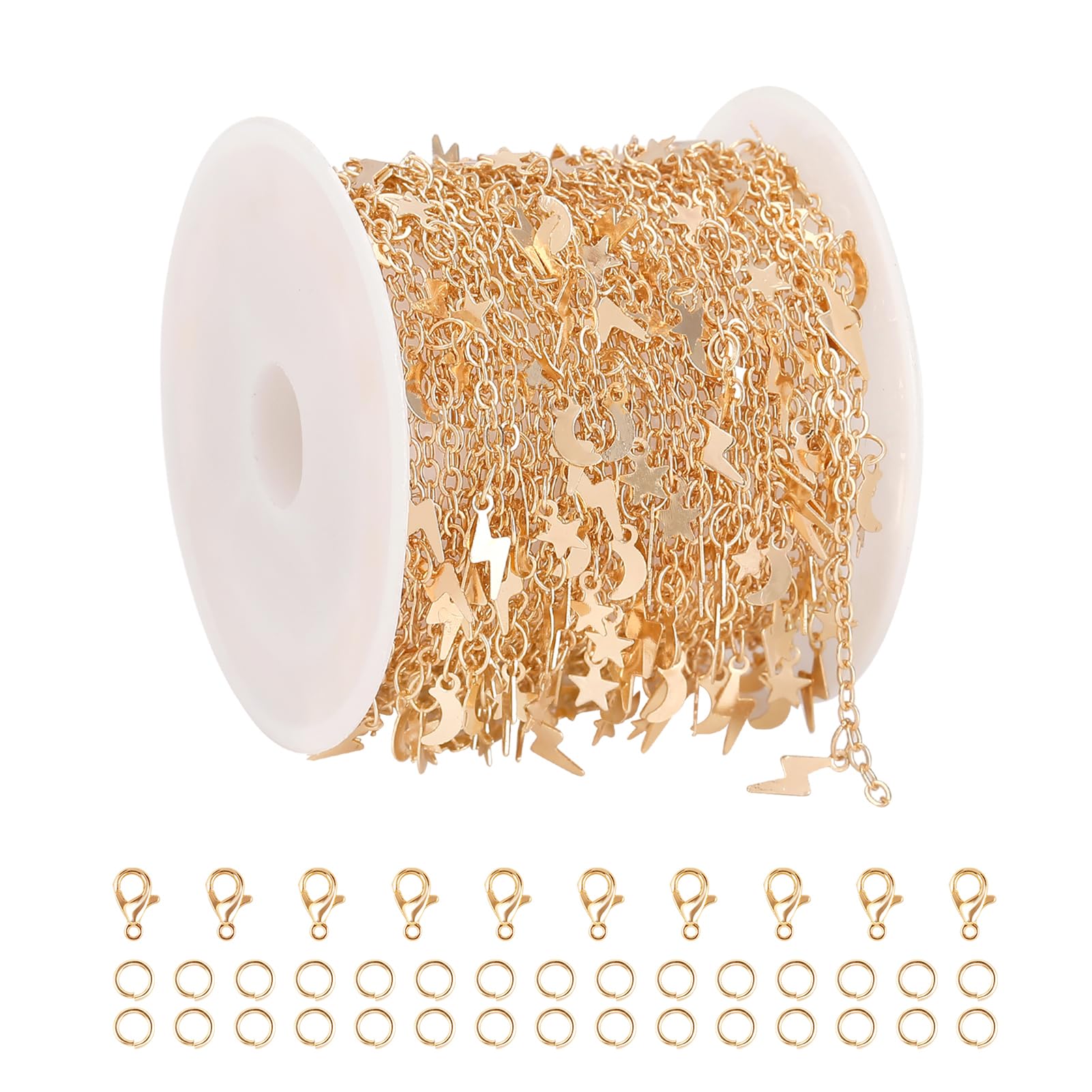 Amazon.com: KYUNHOO 16.4 Feet Gold Plated Brass Chain Bulk Dainty Cable Chain  Link on Roll Star Moon Decoration Chains for Jewelry Craft DIY Finding  Jewelry Making Supplies : Arts, Crafts & Sewing