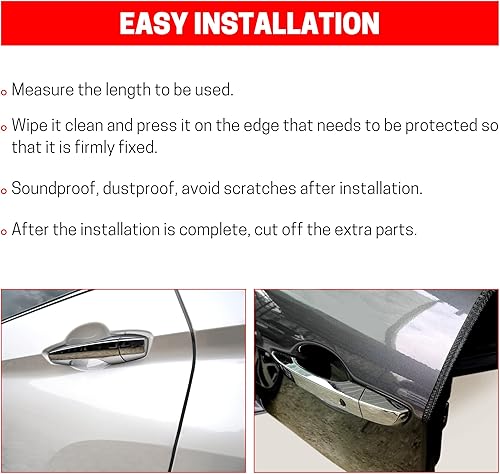 Miniatura 6 de CANOPUS Protectores de borde de puerta de automóvil de 13 pies, tira de sellado de goma en forma de U y protector de arañazos, moldura de borde de