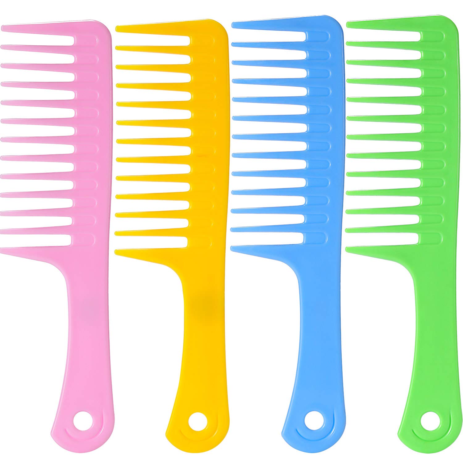 4 Pieces 9 1/2 Inches Anti Static Large Tooth Detangle Comb, Wide Tooth Hair Comb Salon Shampoo Comb for Long Hair and Curly Hair (Multi Color 1)