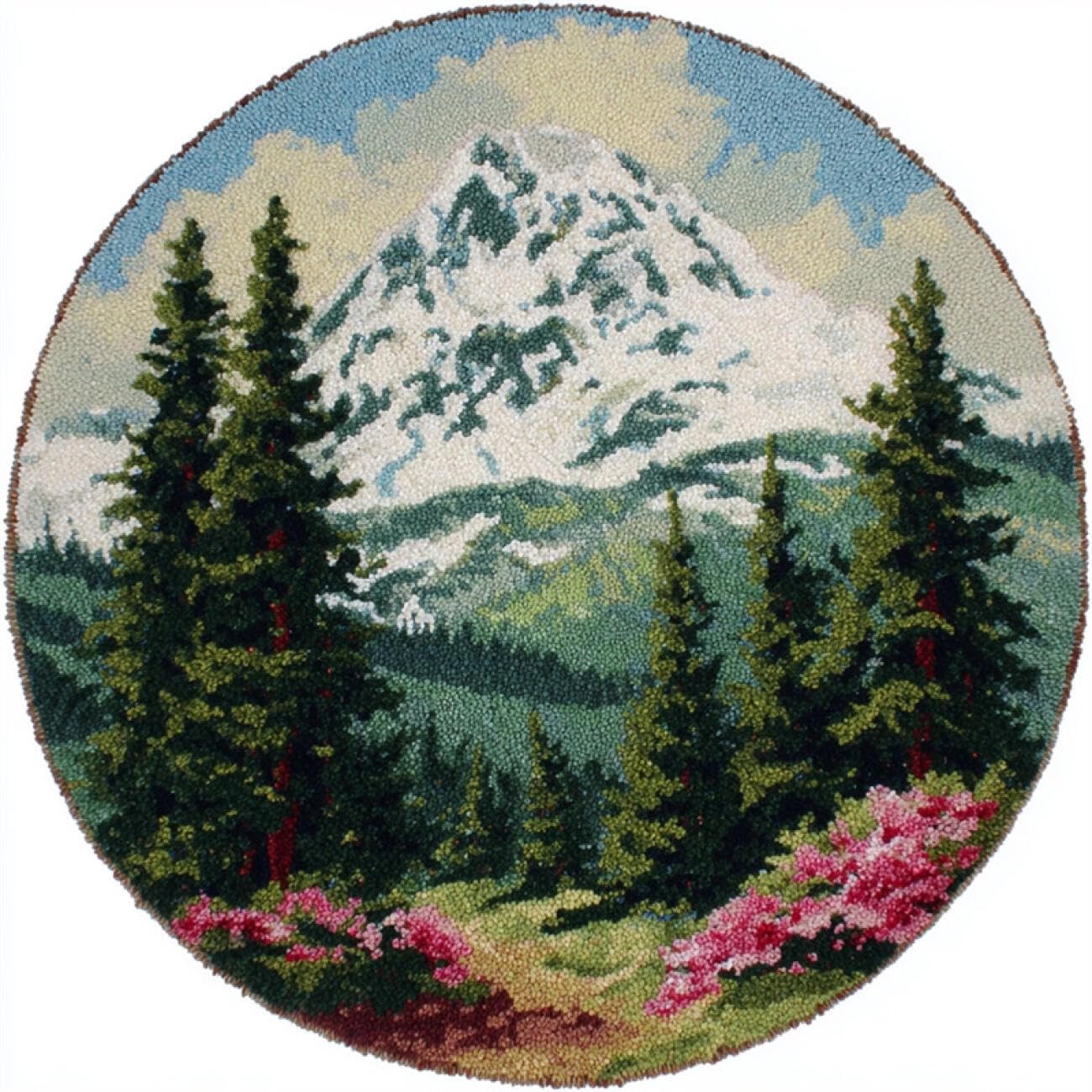 Kitquiver Rug Making Kit for Adults Snow Mountain Flowers 50x50cm