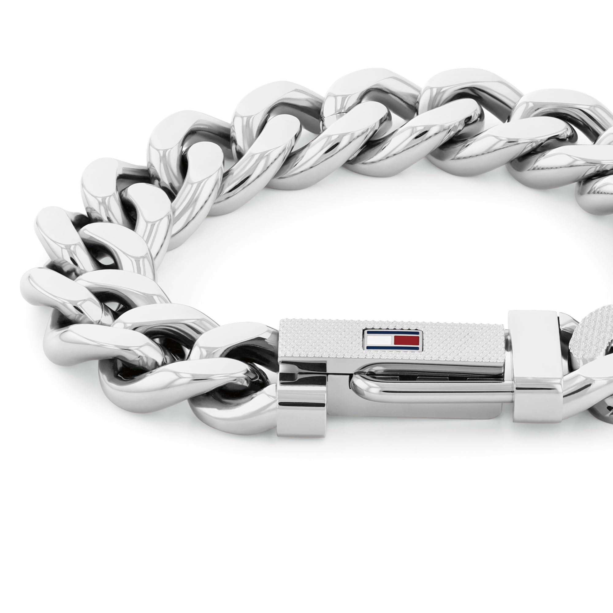 Tommy Hilfiger Jewelry Pulsera de Cadena para Hombre de Acero Inoxidable con la Icónica Bandera