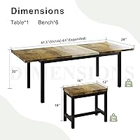 Vista 2 de Feonase - Juego de mesa de comedor de 7 piezas con 6 taburetes, mesa de cocina extensible de 63 pulgadas para 4-8 personas, juego de muebles