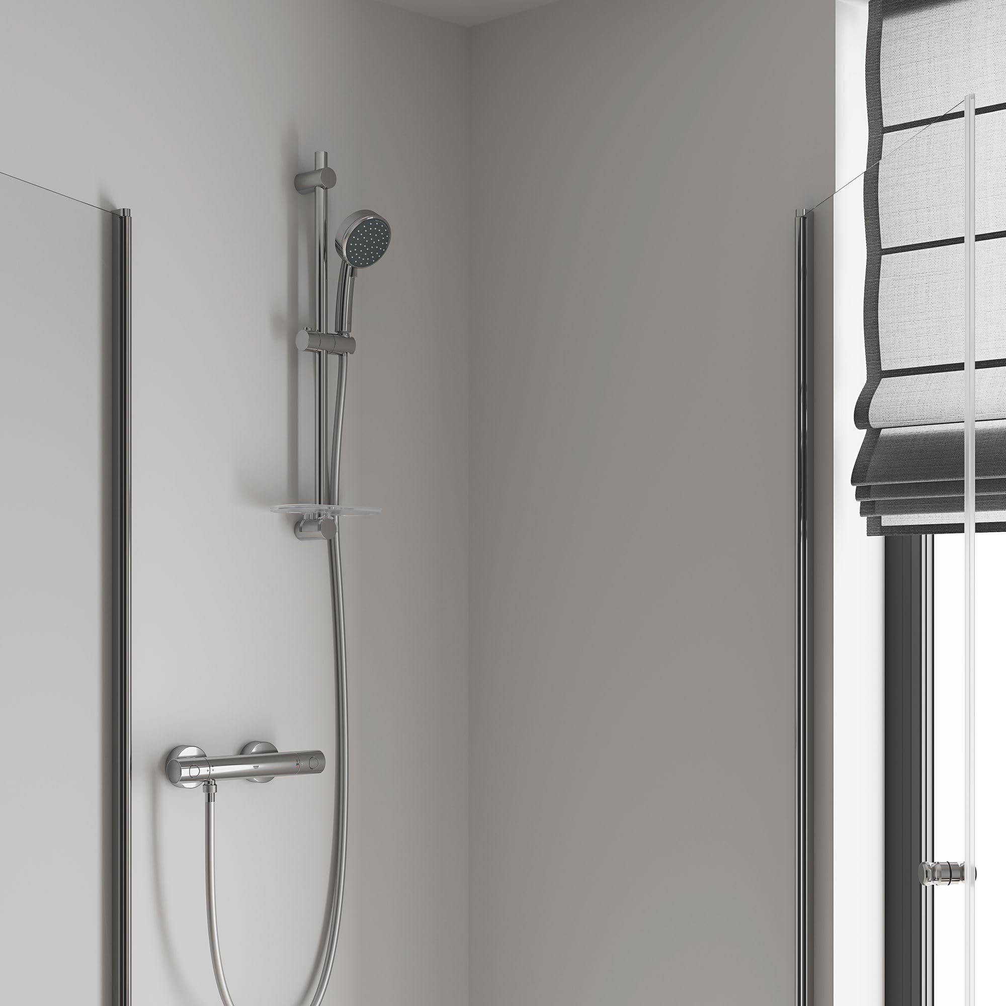 GROHE QUICKFIX, Precision Get, Miscelatore termostatico per doccia, con tecnologia Water Saving, blocco sicurezza 38°, Cromo, 34773000