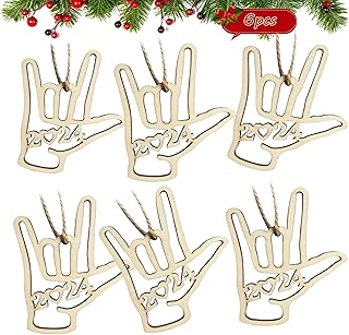 I Love You ASL Sign Language Hand Decor,2024 Valentine's Day Ornaments Holiday Decorations Wood Souvenir Dated Present Gift for Father Mother Sweetheart Husband Wife Son Daughter Friend (6)