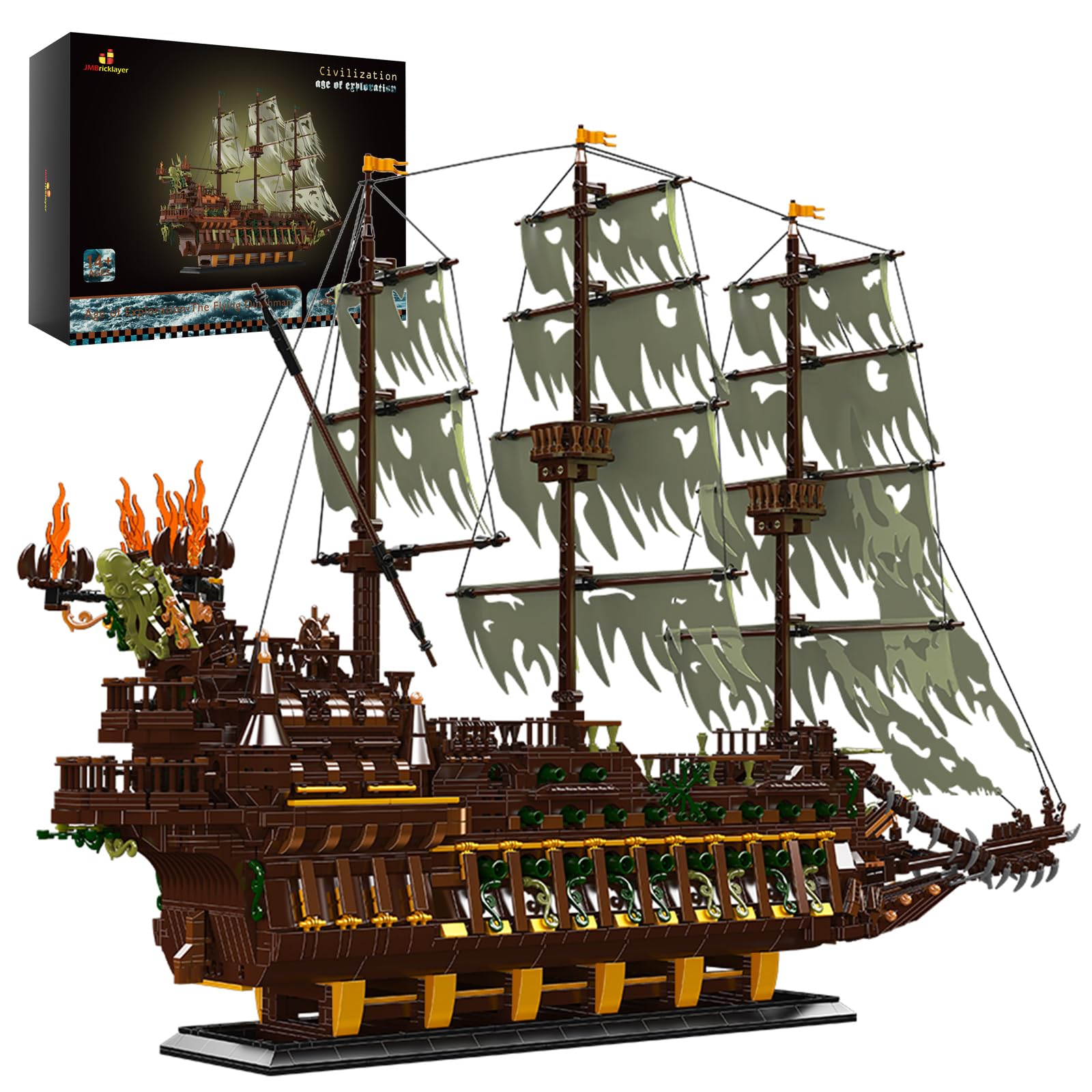 JMBricklayer Pirate Ship Building Sets for Adults 40101 - Large MOC Ship Set Ideal Gifts for Teens Age 14+ Adults who Like Challenging Blocks (Upgraded Version, 4364 PCS)