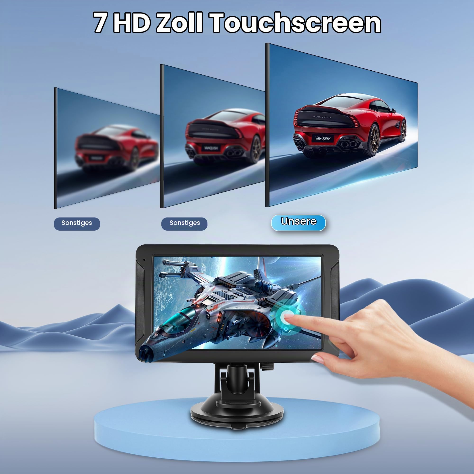 Wireless Carplay & Android Auto Display, Tragbar Autoradio mit 7 Zoll HD IPS Touchscreen Carplay Display mit Android Auto Airplay Android Cast Air Drop Bluetooth/FM-Transmitter