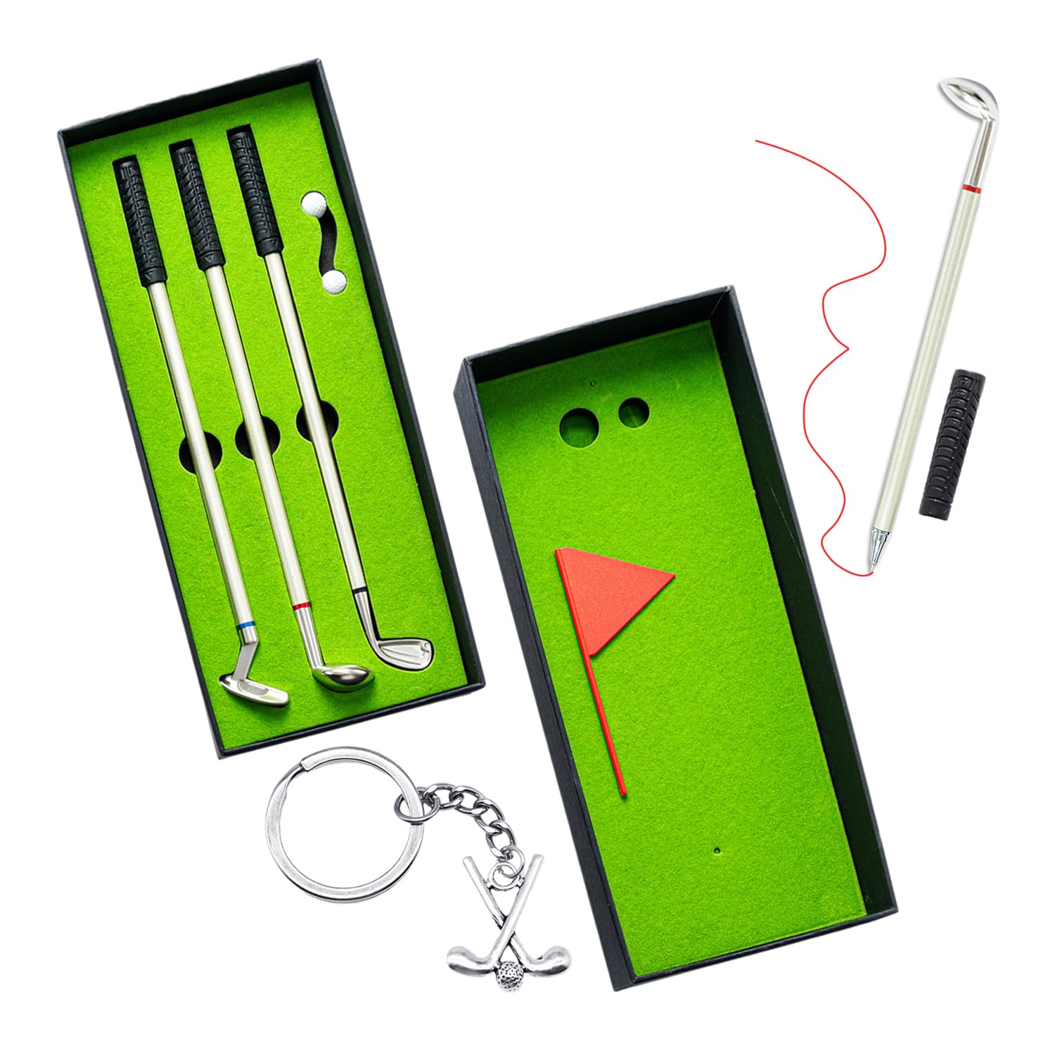 Set regalo da golf mini con palline, gagliardetto e portachiavi decorativo