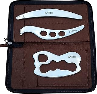 AnTiexi Medical Grade Stainless Steel Gua Sha Tool set,Scraping massage tool -AnTiexi IASTM Tool Great Soft Tissue Mobilization tool (3pcs set)