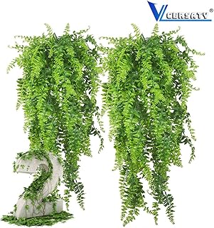 cersaty® 2Pcs Plante Artificielle,Naturel Fausse Plante Fougères Artificielles pour Célébration, Mariage, Cuisine, Jardin（85cm）