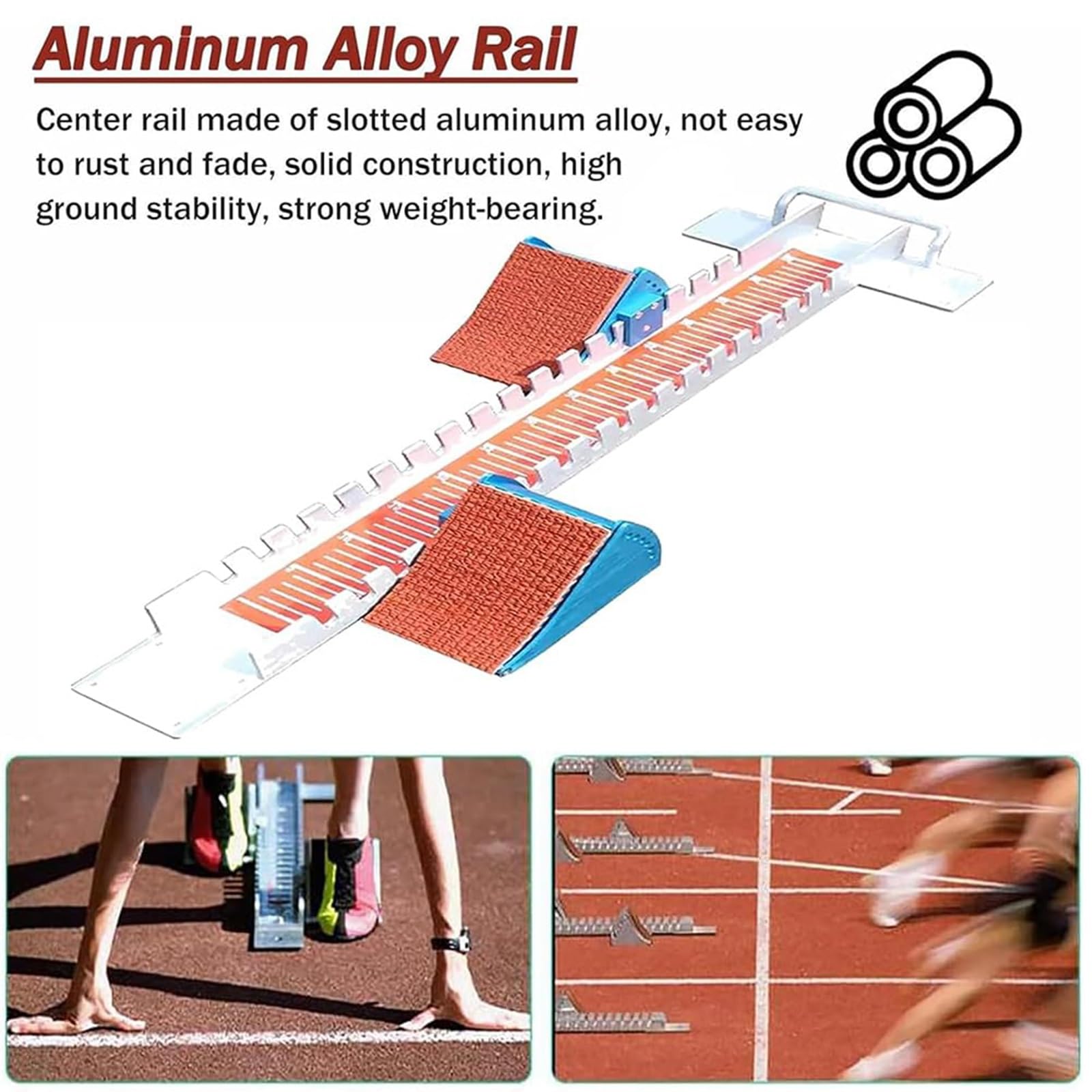 Bloque de Salida de Atletismo de 81cm, Bloques de Salida para Pista y Campo con Pedales Ajustables de 6 Ángulos, Bloques de Carreras de Sprinter de Aleación de Aluminio con Escala Transparente