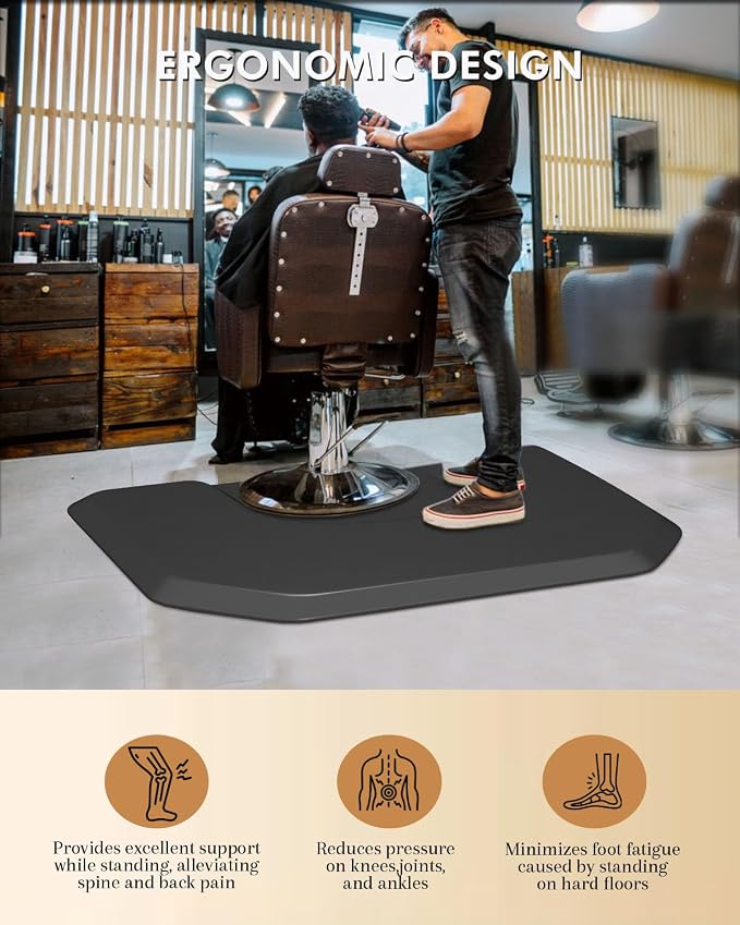 Alfombrilla para silla de barbería 4x5 ft anti-fatiga negra miniatura 4