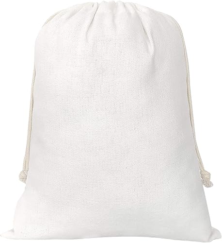 SumDirect 20 bolsas de muselina de algodón, bolsas de regalo ligeras blancas transpirables con cordón, bolsas de almacenamiento reutilizables para