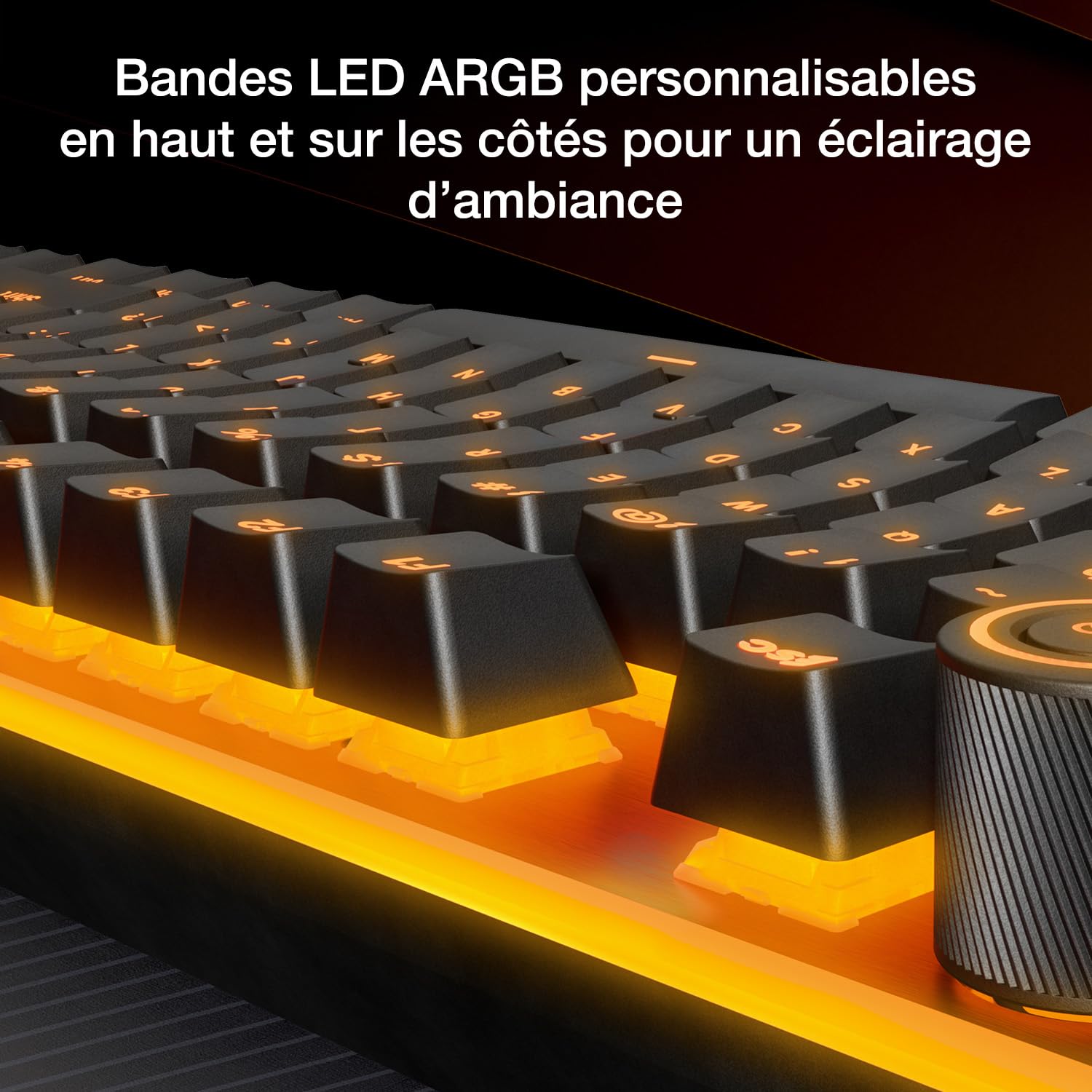 be quiet! clavier Light Mount Silent Linear FR ISO, switches mécaniques, 3 couches de mousse, extra-silencieuses, commutateurs pré-lubrifiés, touches PBT double couche, molette média 3D diffuseur ARGB