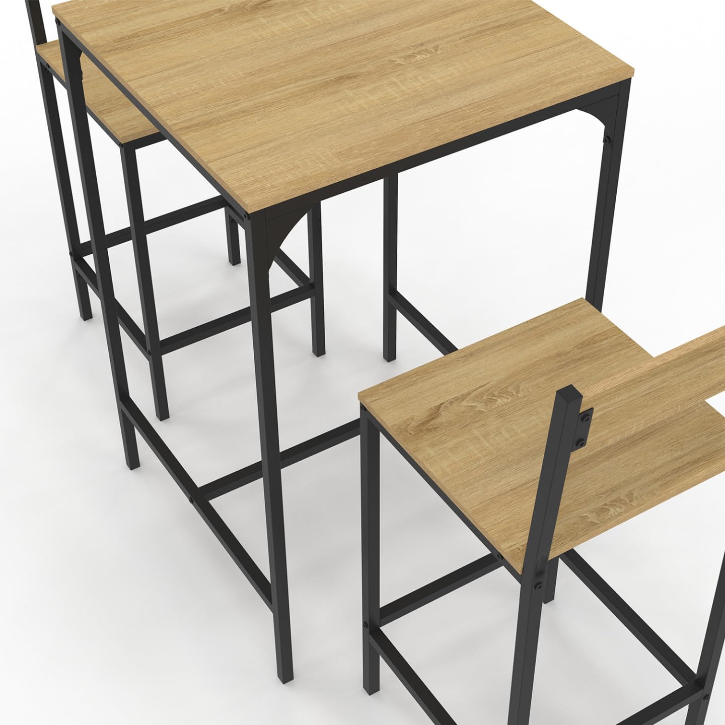 IDMarket - Ensemble Table de Bar carrée Detroit 60 cm et 2 chaises de Bar Design Industriel