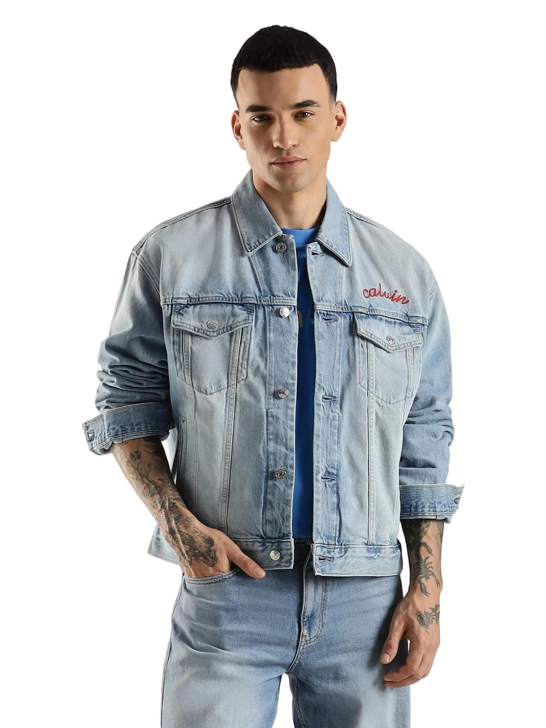 calvin klein jeans Embroidered Logo Relaxed Fit Cotton Jacket-picture-17
