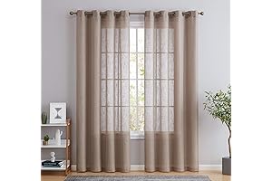 HLC.ME Abbey Faux Linen Textured Semi Sheer Privacy Light Filtering Transparent Window...