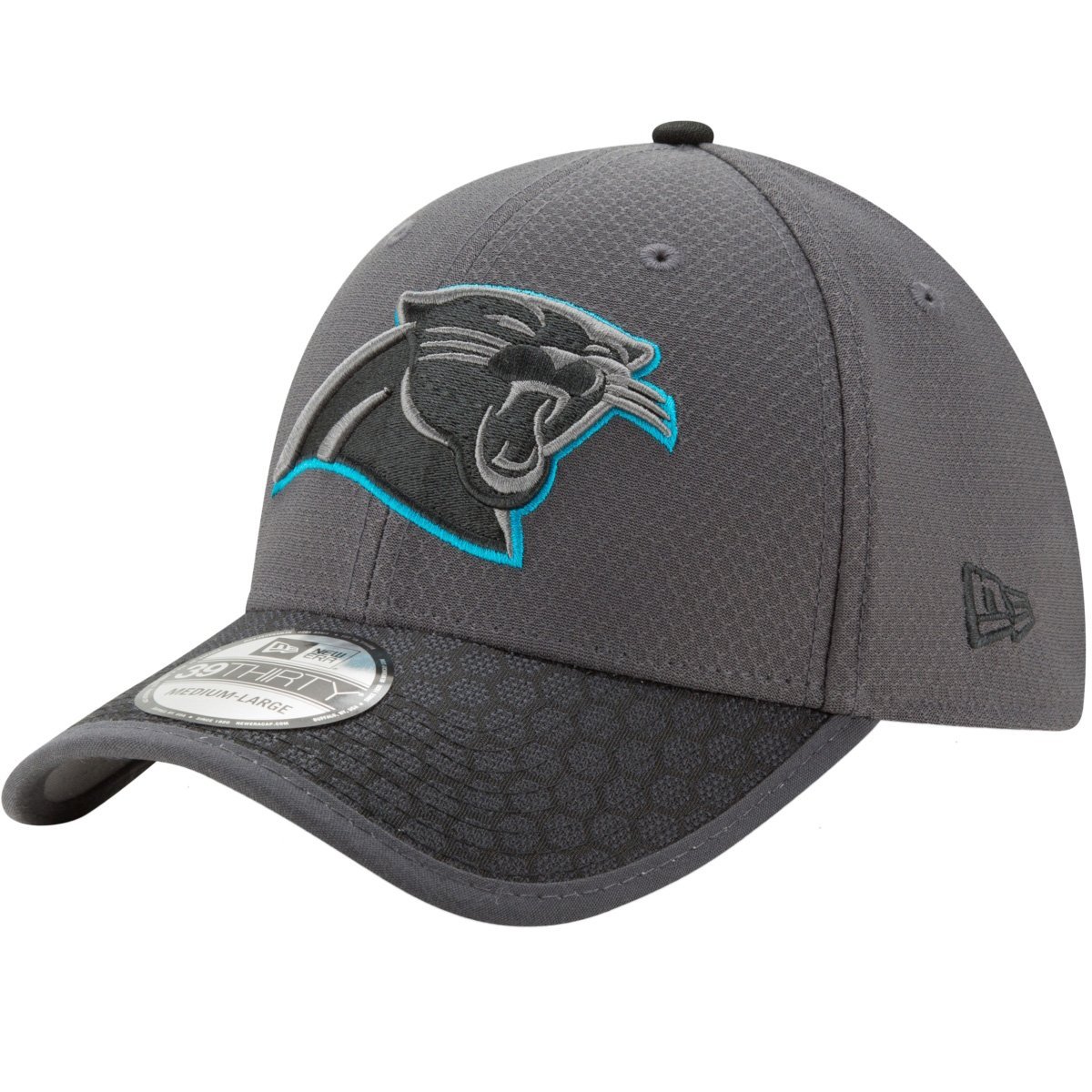 New Era NFL Carolina Panthers Adult Men Graphite black Sideline 39Thirty Stretch Fit Cap,Large/Extra Large,Graphite
