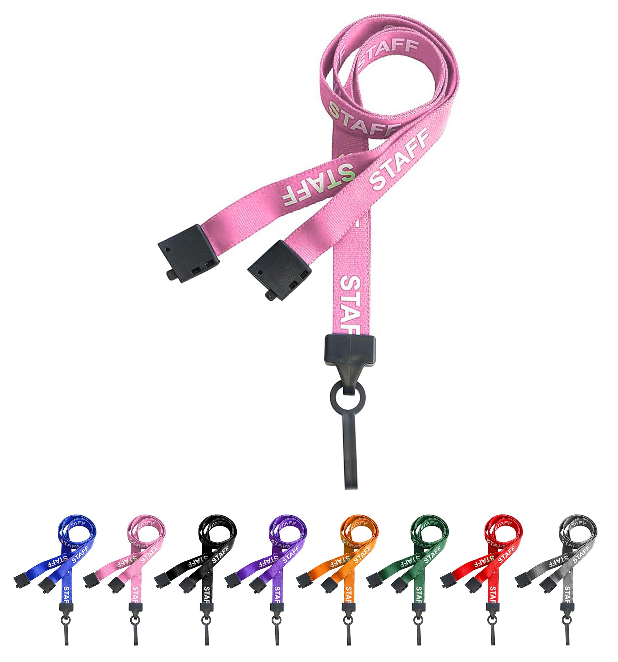 PCL Media ltd® Pink Staff Neck Strap Lanyard ID Card Holder with Plastic Clip and Safety Breakaway Catch - (Pack of 25) Staff Lanyard