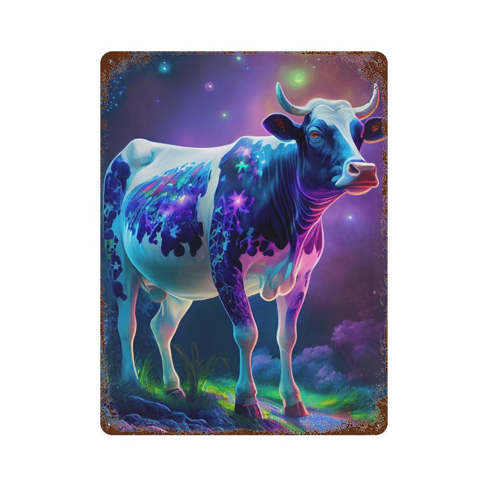Farm Cow Oil Paint Retro Metal Sign 15.7"x11.8", Shabby Chic Decor for Garage, Pub Or Kitchen