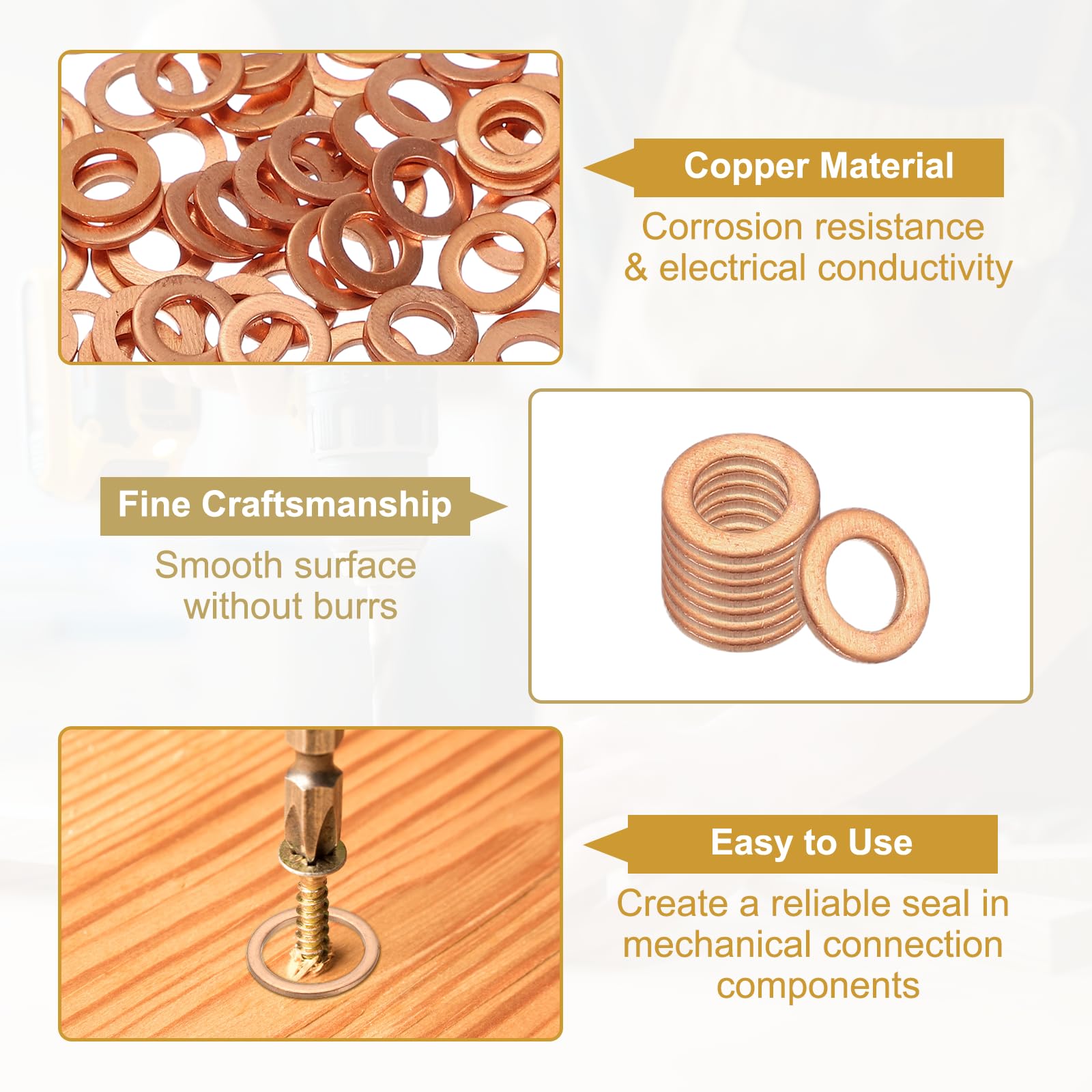PATIKIL M5 Copper Washer Sealing Ring - Image 3