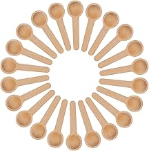 50Pcs Wooden Spice Spoons, Small Tiny Wooden Spoons Mini Condiments Short Handle Teaspoon Kitchen Spoons Tool for Sugar Seasoning Salt Coffee Tea Jam Ice Cream(Light Color)
