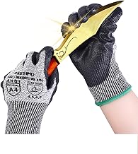 Donfri 1 Pair Cut Resistant Gloves High Performance Level 5 Protection Safety Work Gloves for Men Comfortable PU Coated Palm Cut Proof Gloves Gardening Food Grade Non-slip Machine Washable (Medium)