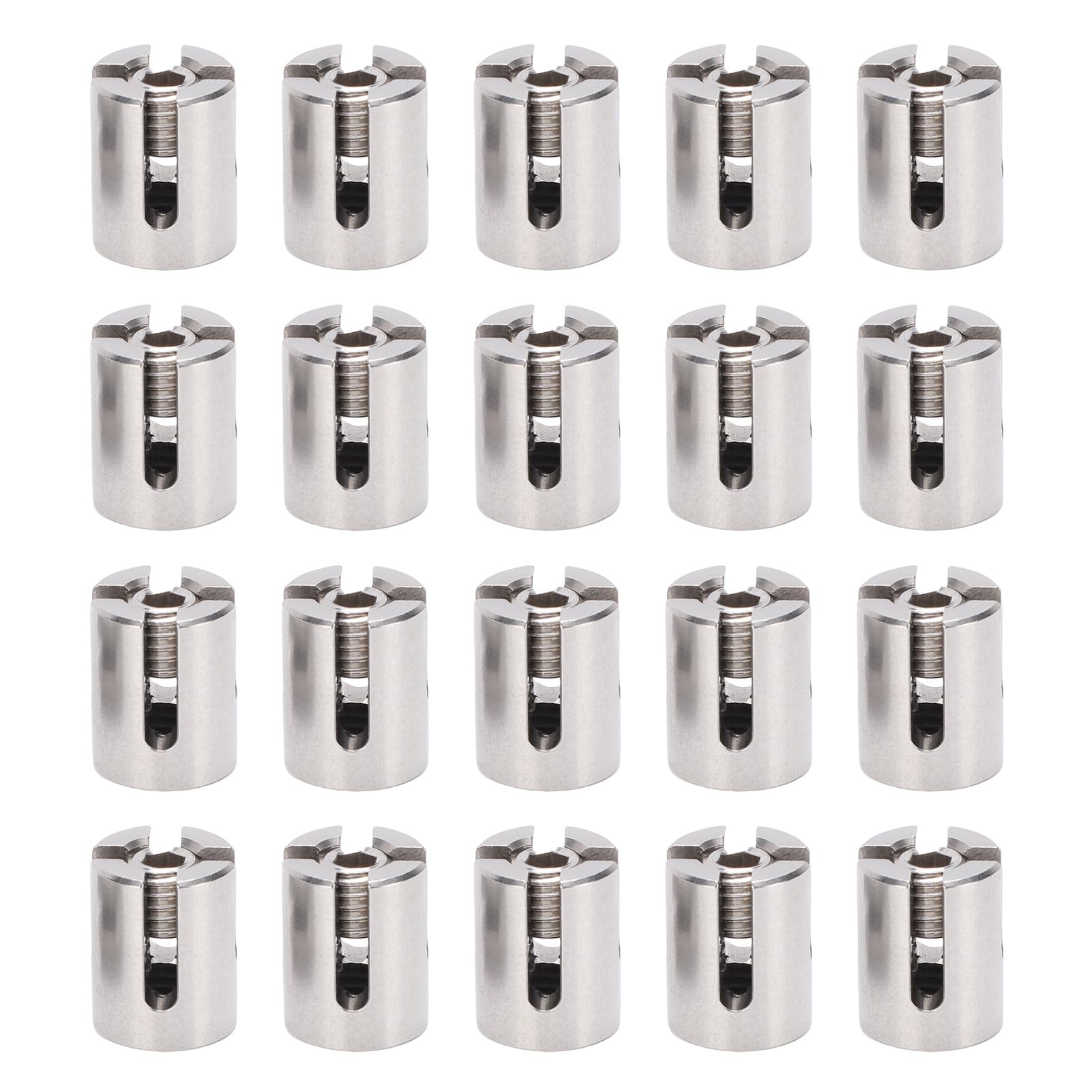 Morsetti per Cavi Incrociati da 20 Pezzi, per Fune in Acciaio Inossidabile T316 per Corde da 3 Mm 1/8 Pollici o Raccordi per Aste, con Chiave Esagonale, per