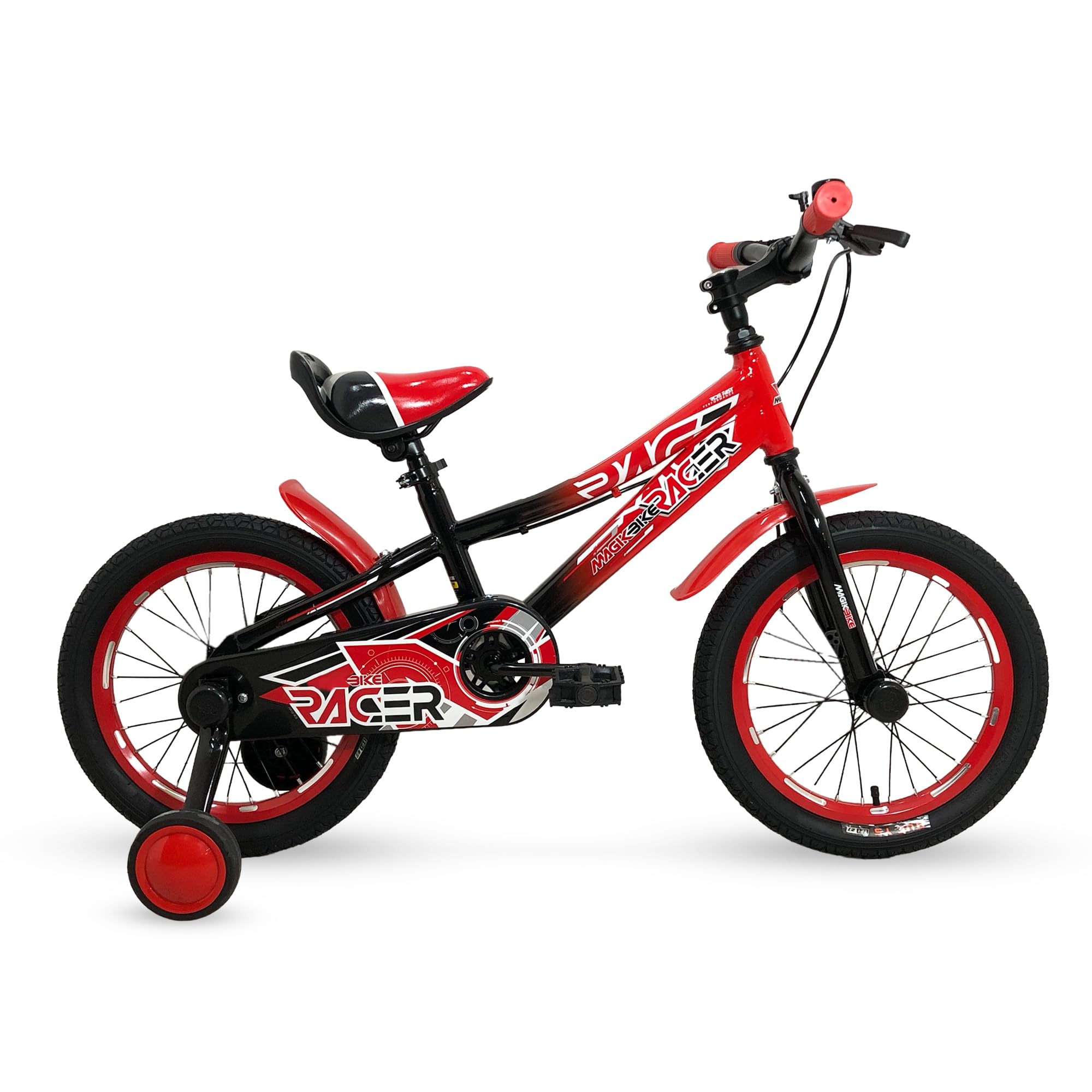 IBK Bicicletta Mountain Bike MTB Bici Bambino 12'' Pollici con rotelle stabilizzatori da Bimbo, Freni V-Brake, Rosso Nera