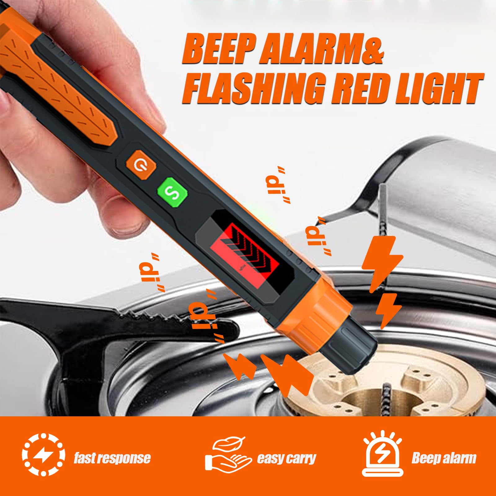 Detector de fugas de gas natural, portátil con alarma audible y visual, para gas combustible como metano, propano -50 A