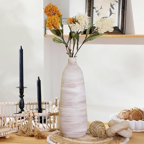 Miniatura 13 de ALMA Jarrón de suelo alto negro para hierba de las pampas, jarrón gris extra grande de 18 pulgadas para decoración del hogar, jarrones de cerámica