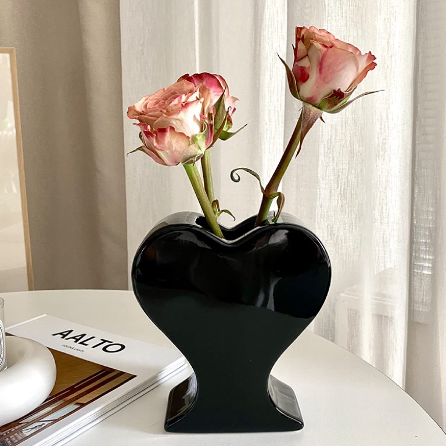 Ensemble De Vases En Céramique Abstraits Modernes - Duo Vases Croisés Noir Et Blanc, Décoration Élégante Pour Salon, Table Basse Ou Cadeau Maison
