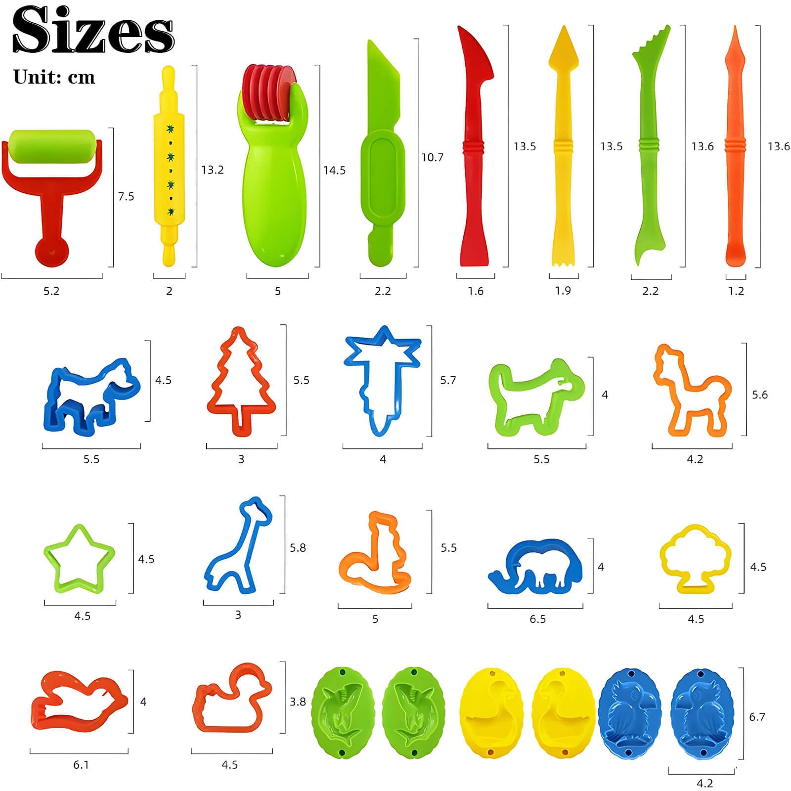 Formine Per Plastilina 52 Pezzi, Giochi Creativi Per Bambini 2-12 Anni, Con 12 Vasetti Pasta Modellare, Regalo Compleanno