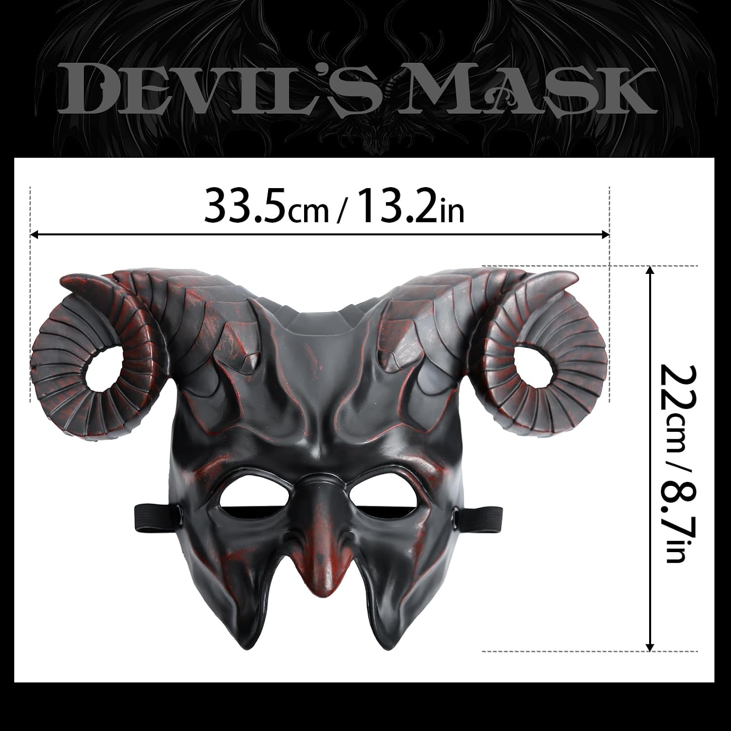 MCJC Devil Goat Horned Mask, Halloween Cosplay Props, Adult Half Face Masquerade Mask, 4 Colors