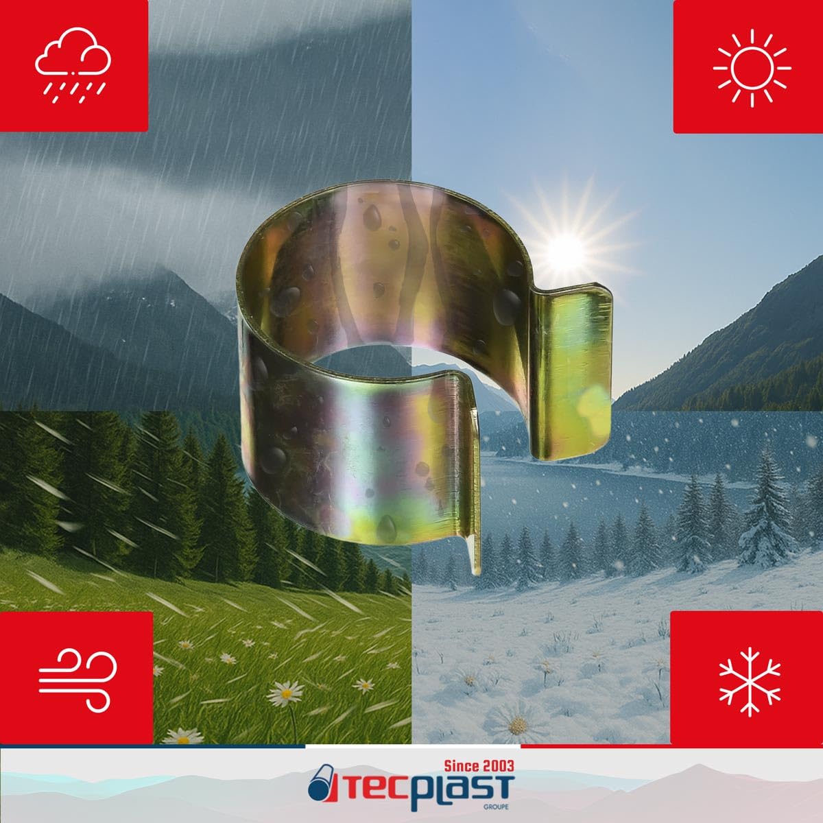 Zestaw składający się z 20 klipsów do plandeki szklarniowej 35 mm x 30 mm – wysoka jakość Tecplast 30CP – klipsy mocujące z metalu z powłoką cynkową