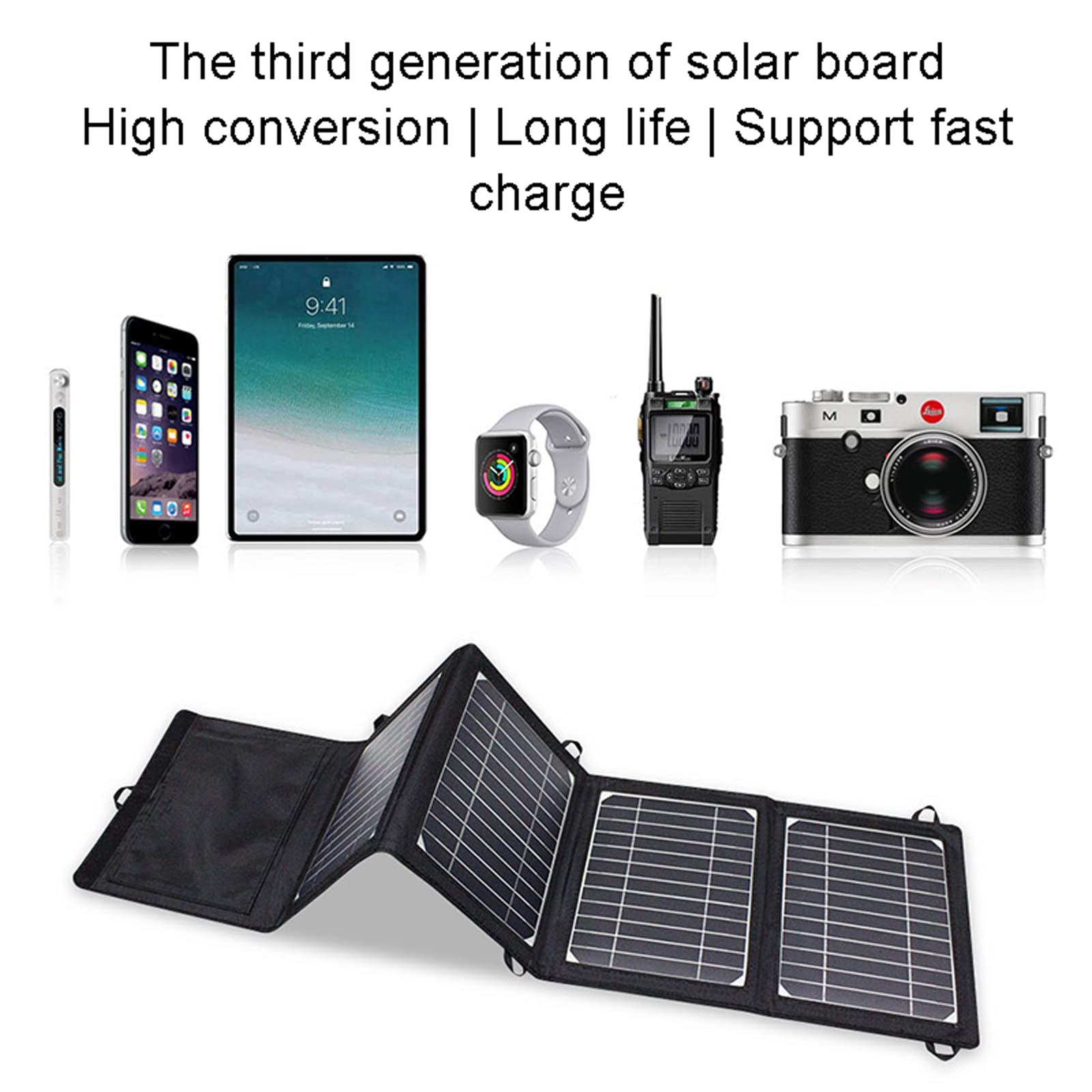 Panel Solar Portatil Placas Solares PortatilesPuertos USB Panel Solar Portátil Impermeable para Teléfonos Móviles,Tabletas y Otros Dispositivos Digitales(Size:21W)