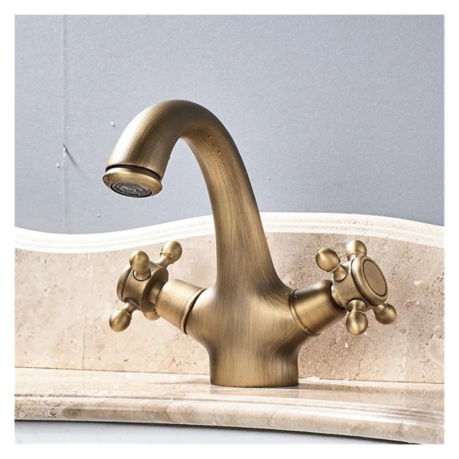 Mélangeur d'évier de salle de bains avec double poignée ergonomique pour contrôle précis de l'eau