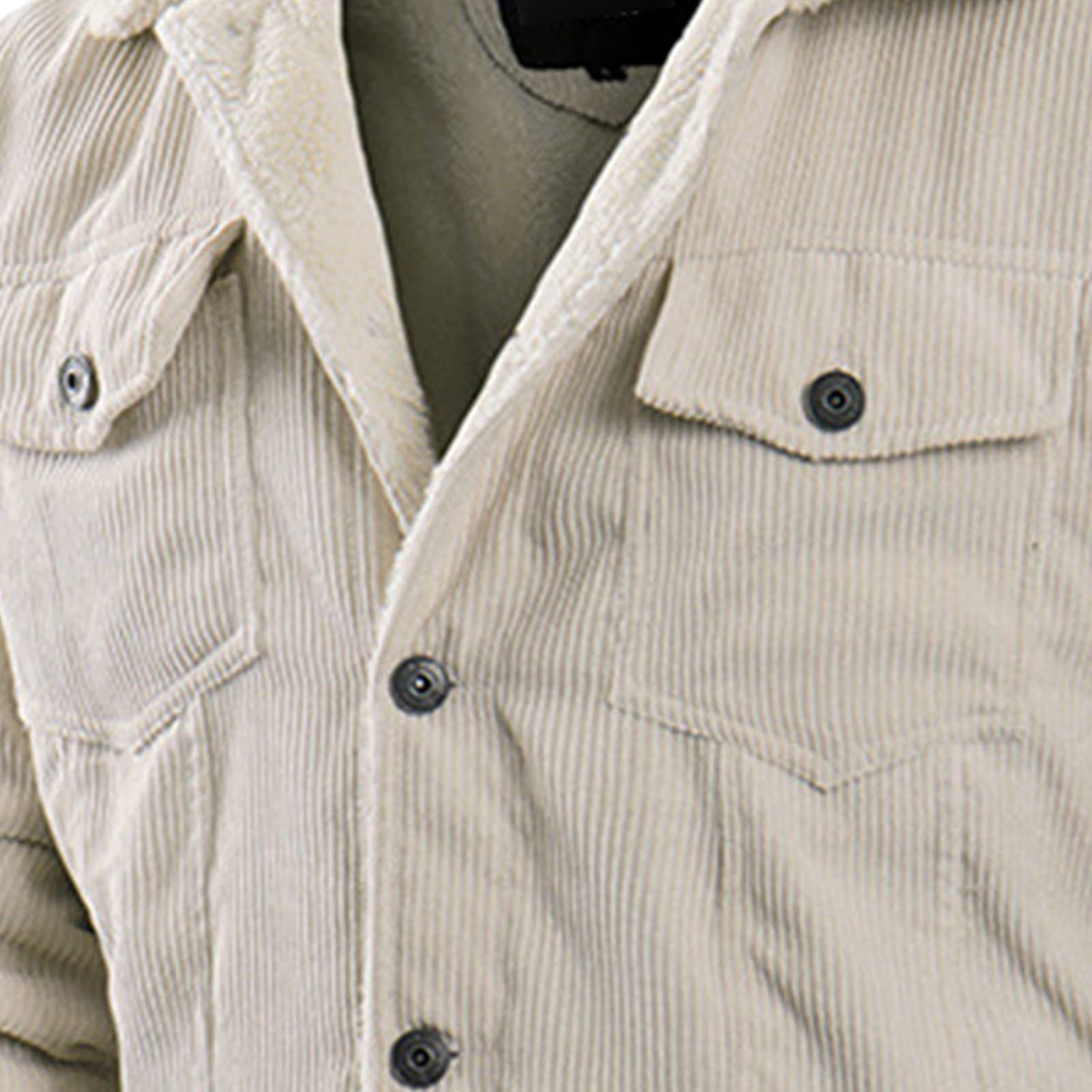 Chaqueta de pana con forro polar Sherpa para hombre, estilo vintage, casual, con botones, de algodón grueso, cálido, para invierno