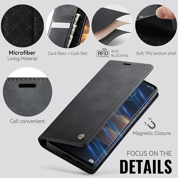 owlhold Funda para Xiaomi Redmi Note 15 4G/5G,Funda Avanzado PU Piel [Bloqueo RFID][Tarjetas y Billetera][Soporte Plegable][Cierre Magnético] Antigolpes Libro Case Carcasa para Redmi Note 15 -Negro - 3