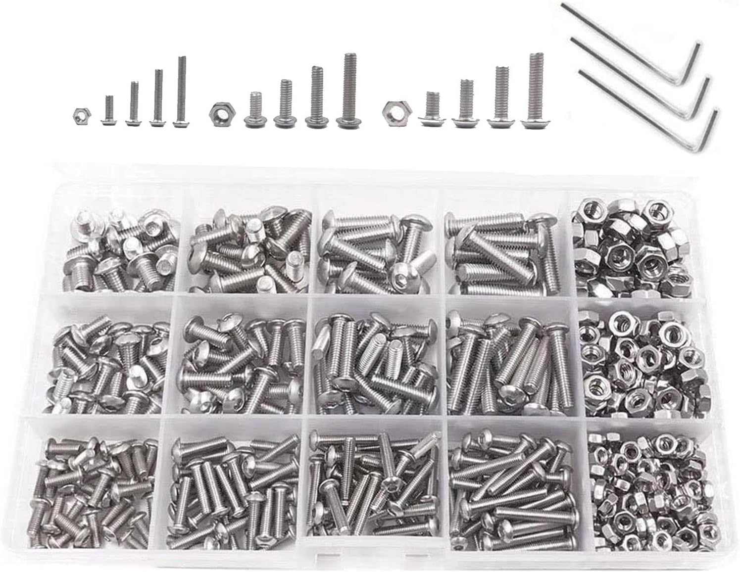 Socket Caps Head Screws Set with Hex Wrenches Bolt and Nut Kit for Inventions