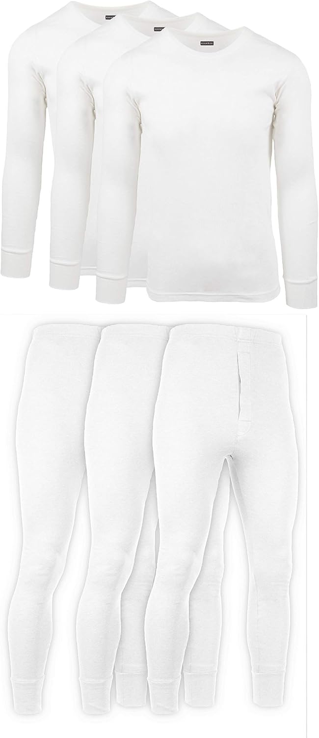 Andrew Scott Mens 2 Piece & 6 Piece Base Layer Long Sleeve + Long Pant Thermal Underwear Set (1 & 3 Pack Mix Match Options) at  Men’s Clothing store