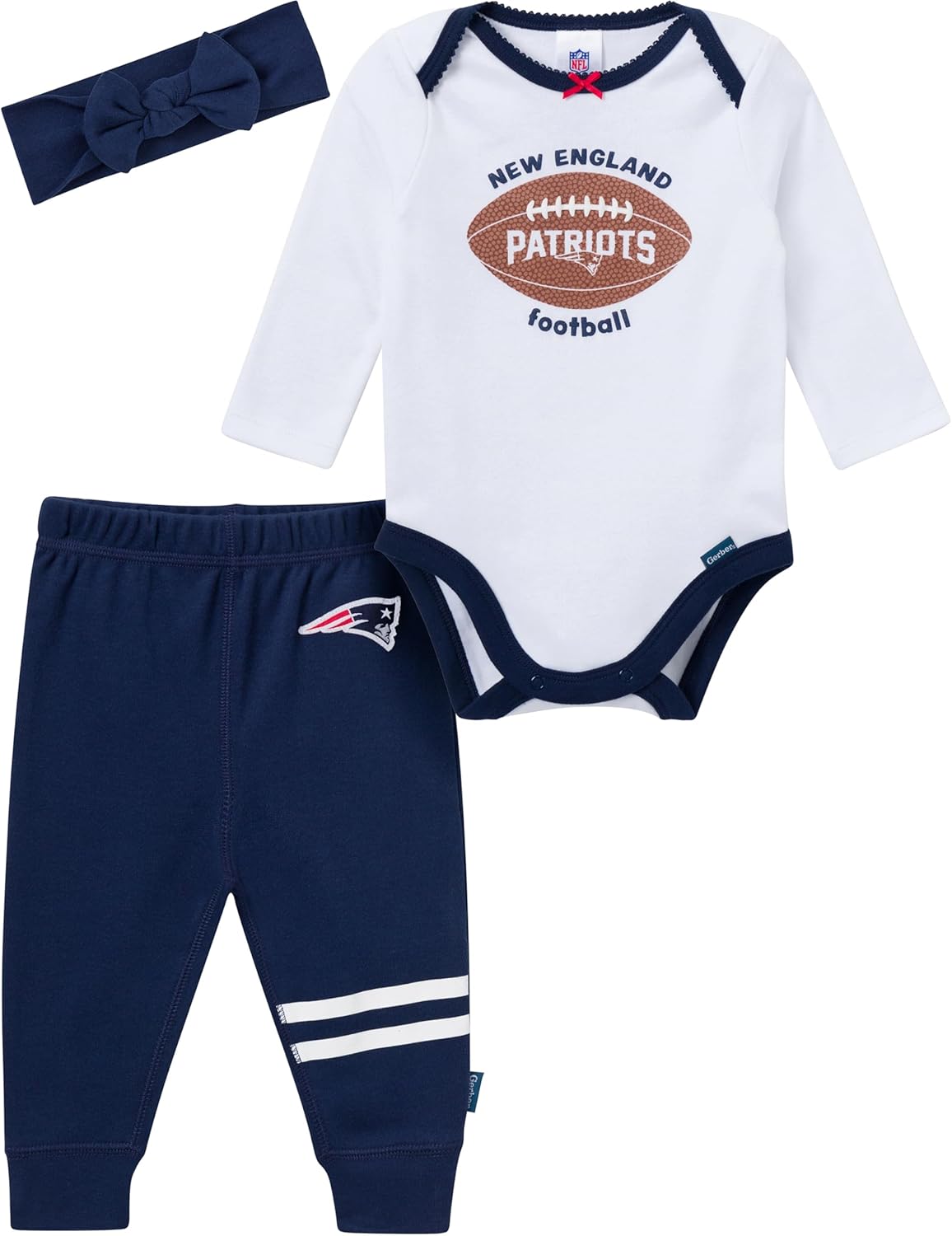 Gerber NFL baby-girls 3-piece Onesie Bodysuit, Pants & Headband Set