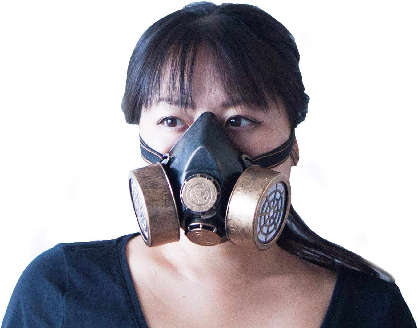 Hit DelightsCostume Fake Gas Mask for Adults, Men Women. for Raves, Festivals, Steampunk Cosplay, and Costumes. Covers Half face. Gold