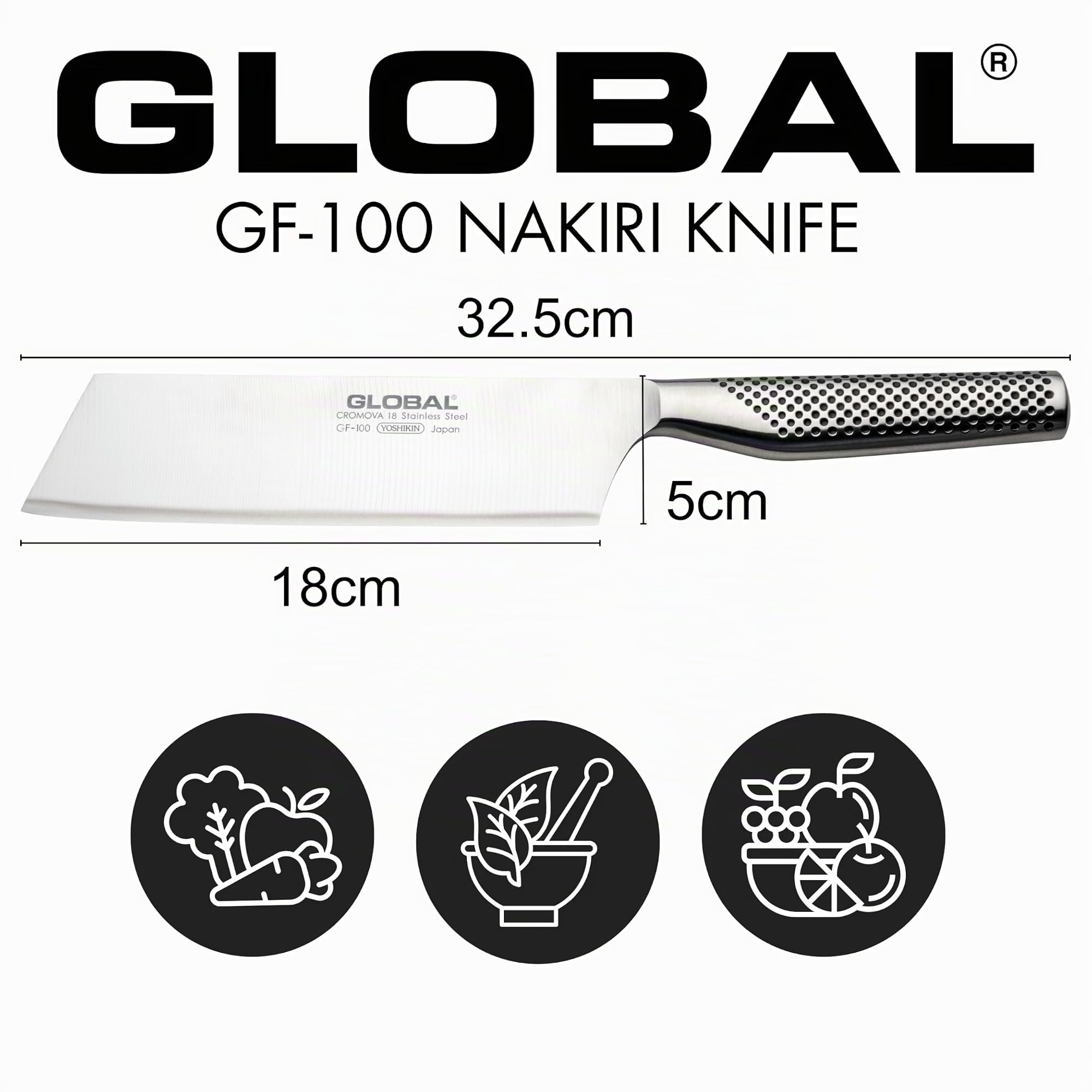 Global Coltello GF100 da cucina. Vegetable Knife, Coltello forgiato per verdure centimetri 18 (made Japan).