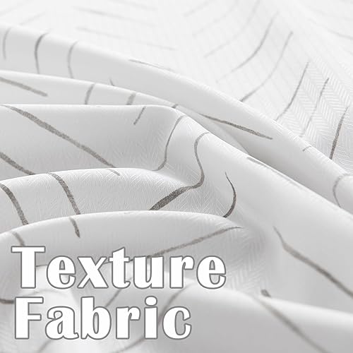 Miniatura 4 de jinchan Cortina de ducha pequeña, color gris topo y blanco, 36 x 72 pulgadas, diseño de espiga tinta, cheurón, zigzag, tela impermeable, moderna,