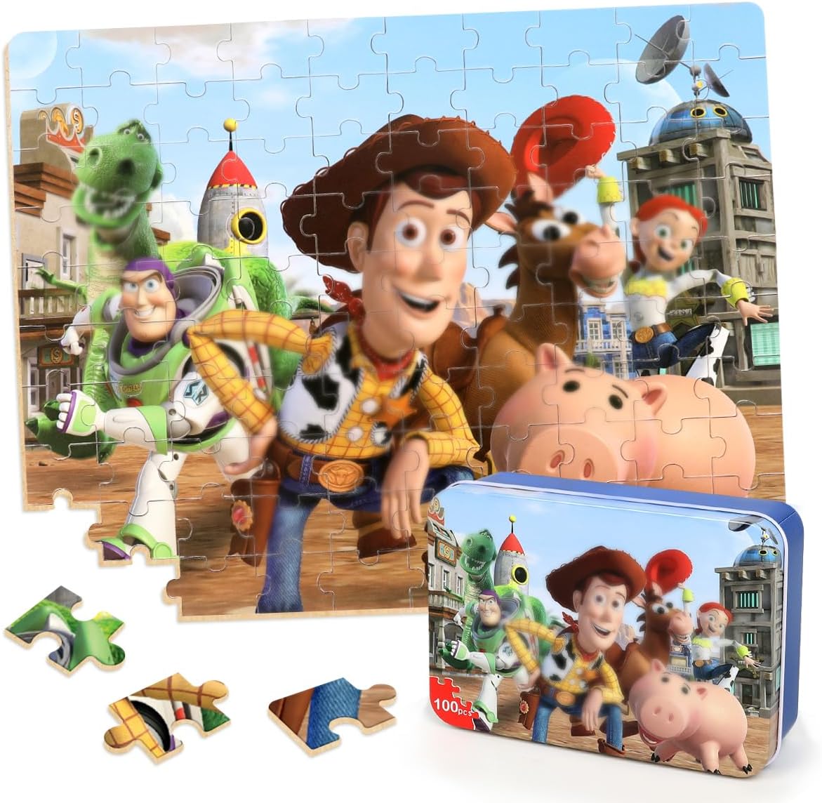 Puzzles for Kids Ages 4-8,Kids Puzzles in a Metal Box, Cute Toys Puzzles,Children Boys Girls Learning Educational Puzzles Packed in Tin Box,100 Pieces