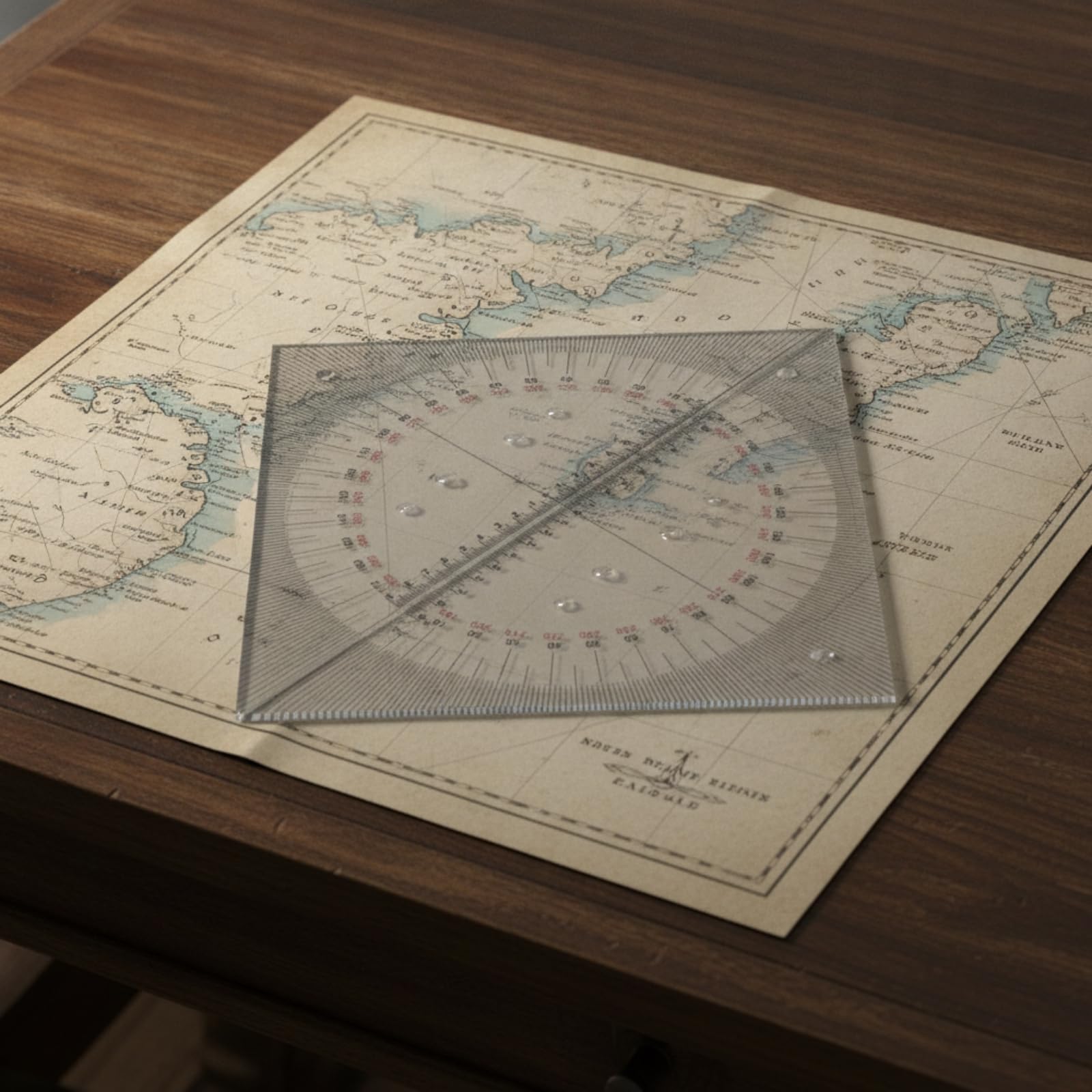 2 Stück Nautisches Dreieckslineal Transparent, Kursdreieck mit Winkelmesser, präzise, nautischer Winkelmesser, für Geometrieunterricht, Navigatoren